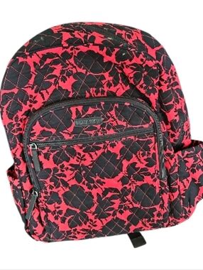 Vera Bradley Quilted Floral Backpack - Red and Black